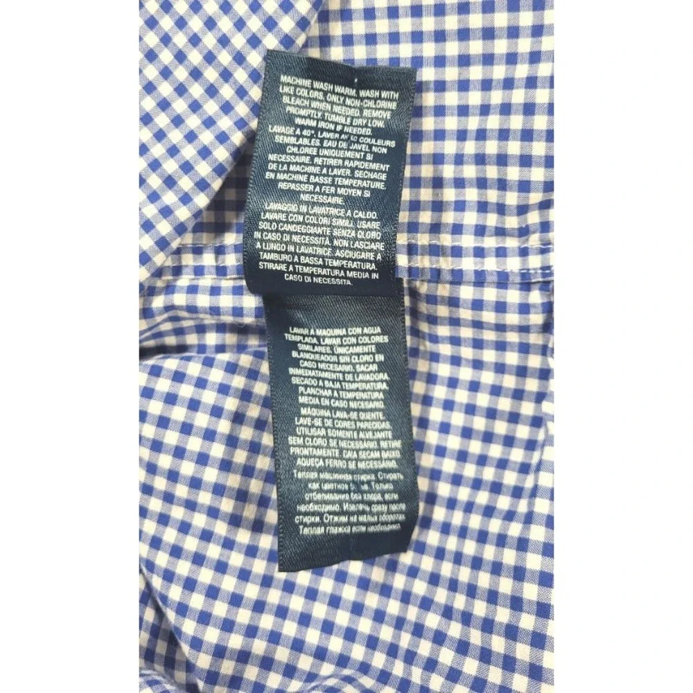 Ralph Lauren Boy's Gingham Checkered Long Sleeve Button-up Shirt - Blue M 10/12